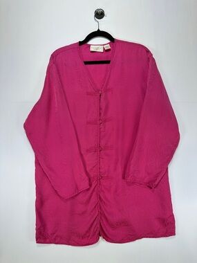 Victoria’s Secret Gold Label Silk Sleep Shirt Paisley Satin Pink Size M